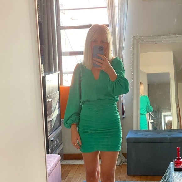 💚 Love Shack Fancy Puff sleeve dress green mini - Picture 6 of 6